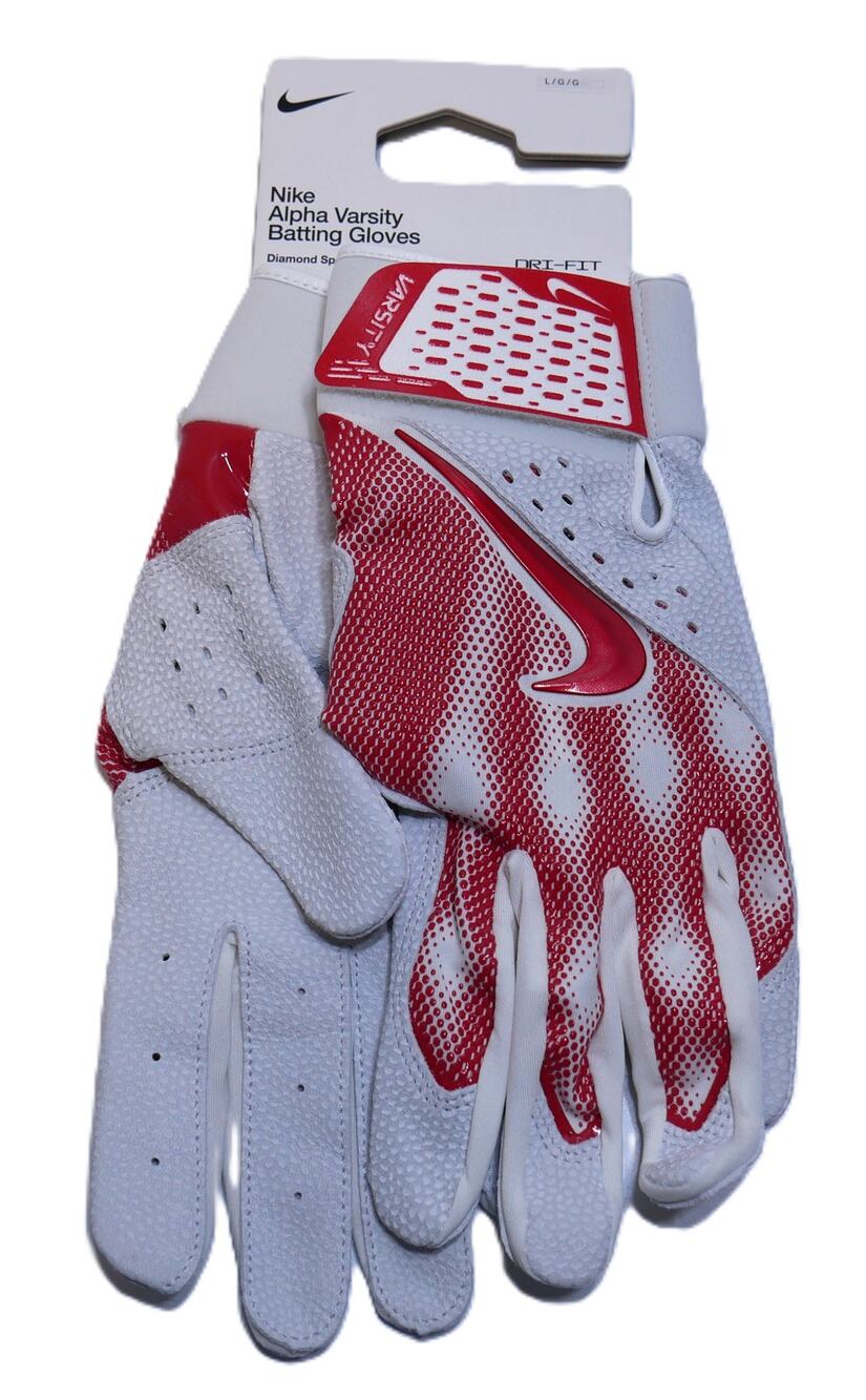 New Nike Alpha Varsity Dri-Fit Diamond Baseball Batting Gloves Red Size Large